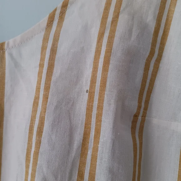 Sézane Rio Ecru Ocher Stripe Tie Shoulder Linen Blend Top 40/8 - Picture 6 of 9